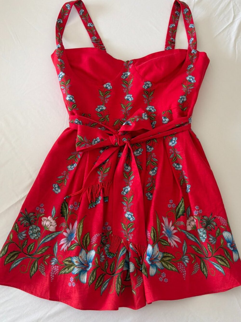 NWT Farm Rio Womens XL Mini Dress Red Sweet Bloom Bouquet Floral Coquette Boho - Picture 11 of 16